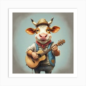 Cow With Guitar 1 Art Print