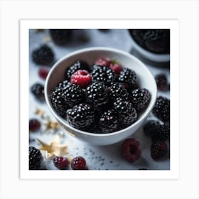 Blackberries In A Bowl Art Print