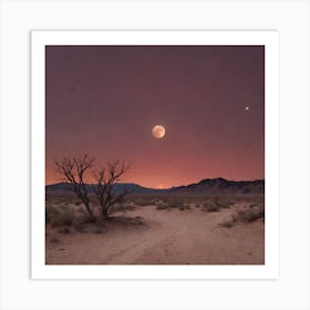 Moonrise In The Desert Art Print