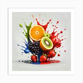 Colorful Fruit Splash Art Print