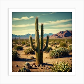 Leonardo Lightning Desert Cactus Photo Art 0 Art Print