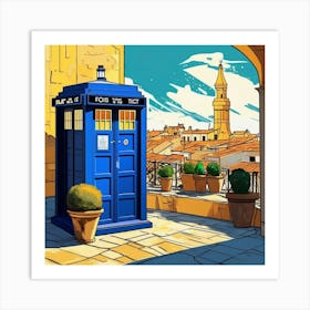 Tardis On The Terrace At Arles - Dr WHO & Van Gogh inspired Art Print Art Print