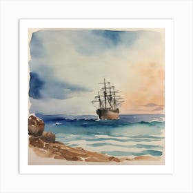 Sailing Vessel Ship Boat Landscape Art Print