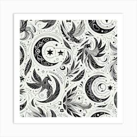 Moon And Stars Art Print