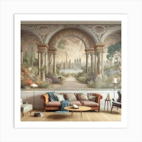 A William Morris Inspired Wallpaper Design Transforming A Modern Living Space, Style Victorian Watercolor 1 Art Print