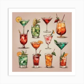 Default Cocktails In Different Styles Aesthetic 0 Art Print