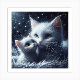 Two White Cats Art Print