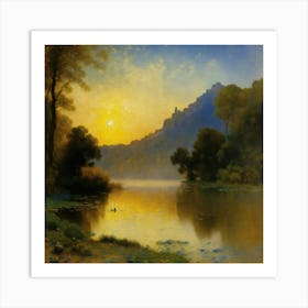 Sunset Over The Lake Art Print