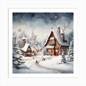 Chromatic Snowflakes: Christmas Watercolour Fantasy Art Print