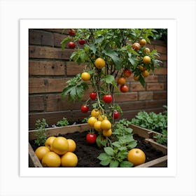 Tomato Tree In A Wooden Box Art Print