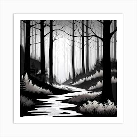 Black And White Forest, black and white monochromatic art 1 Art Print