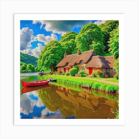 Cottage By The Water Art Print