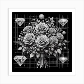 Roses And Diamonds Art Print