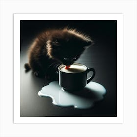 Kitten Drinking Milk 1 Art Print