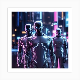 an AI-generated image of a futuristic and stylish 'AI Men' standing confidently in a digital landscape. Art Print