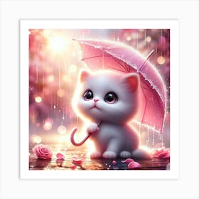 Cute Kitten In The Rain 3 Art Print