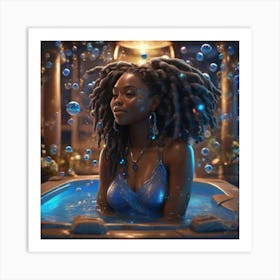 Woman In A Bubble Bath Art Print