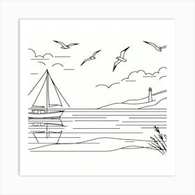 Lonely Yacht 1 Art Print