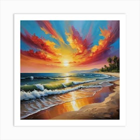 Sunset On The Beach Art Print