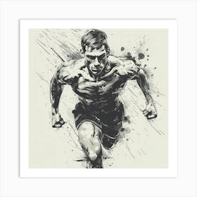 Runner In Black And White Art Print