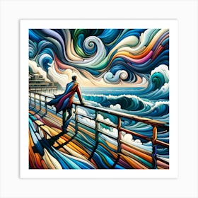 Abstract Man On The Pier Art Print