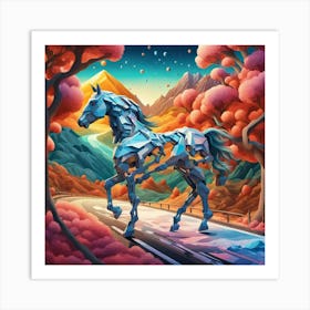 Horse On The Road Art Print