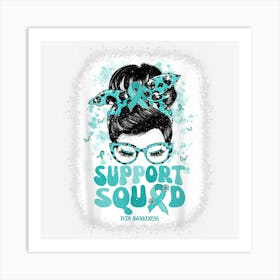 Support Squad Messy Bun Leopard Teal Ribbon Pcos Art Print