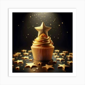 Golden Star Cupcake Art Print