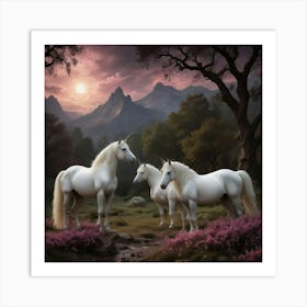 Unicorns In The Forest Art Print