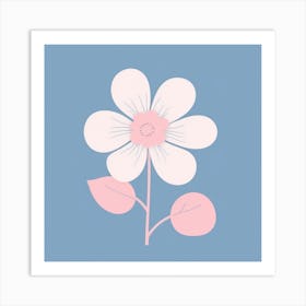 A White And Pink Flower In Minimalist Style Square Composition 28 Art Print