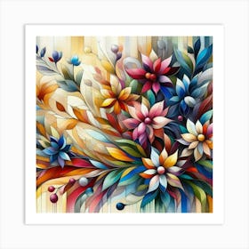 Flowers oil painting abstract painting art 7 Art Print