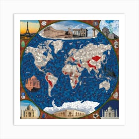 A Mosaic Of The World Map With Various L Cb8vpinvtkadxghk Bqlja Isa3wzewrditx4r06s1qaa Art Print