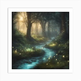 Fireflies In The Forest Art Print