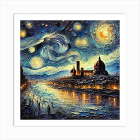 Starry Night In Florence.AI Art Print