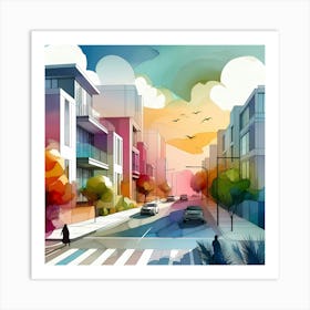 Modern City Background Art Print