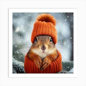 Firefly Adorable Squirrel In Cozy Knitted Accessories 61528 Art Print