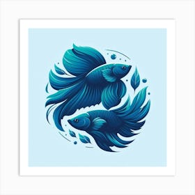 Siamese Betta Fish Art Print