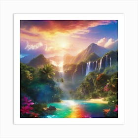 Rainbow Waterfall 1 Art Print