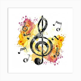 Watercolor Music Notes Art Print