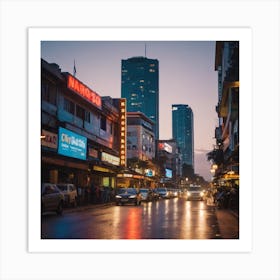 City At Dusk Art Print