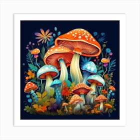 Mushrooms And Flowers 9 Art Print