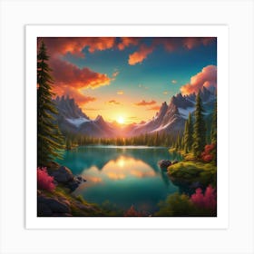 Sunset In The Mountains 2 Art Print