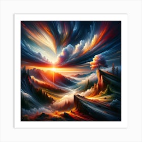 Sunset In The Mountains Art Print