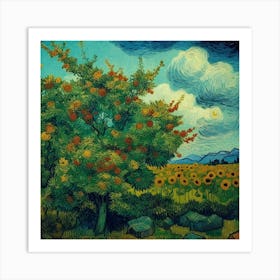 Sunflower Land Vangogh Style Art Print