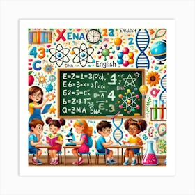 Learning In Action Wall Art A Fun And Engaging Classroom Scene To Inspire Curiosity And Joy In Students, Perfect For Schools Or Study Rooms Art Print Art Print