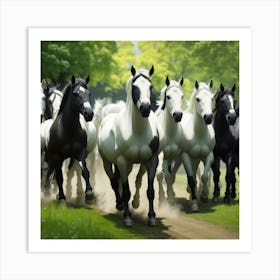 Horses In The Field 1 Art Print