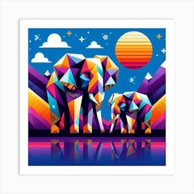 The Harmonious Helpers Elephants Art Print