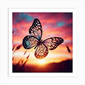 Butterfly At Sunset 4 Art Print