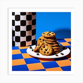 Cookies Blue Checkerboard 2 Art Print
