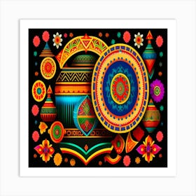 A Mexican colorful painting art of Art Print